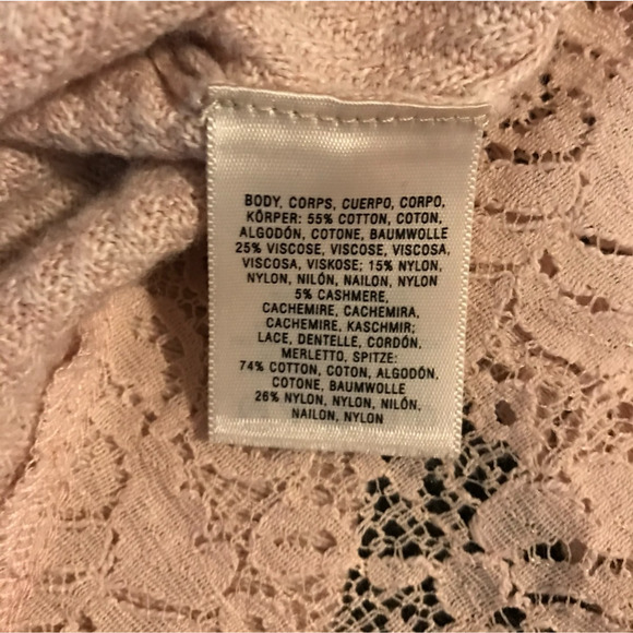 Anthropologie Knitted & Knotted Bloom Blush Pink Lace Pullover Sweater - Large - Picture 8 of 10